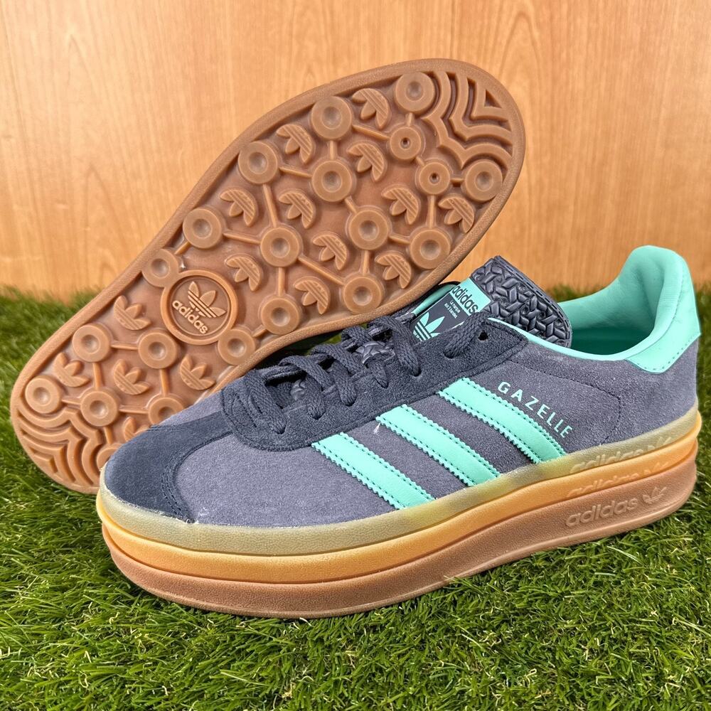 adidas Gazelle Bold Shadow Navy Acid Mint Lifestyle Shoes JQ6437 Women's Size 7